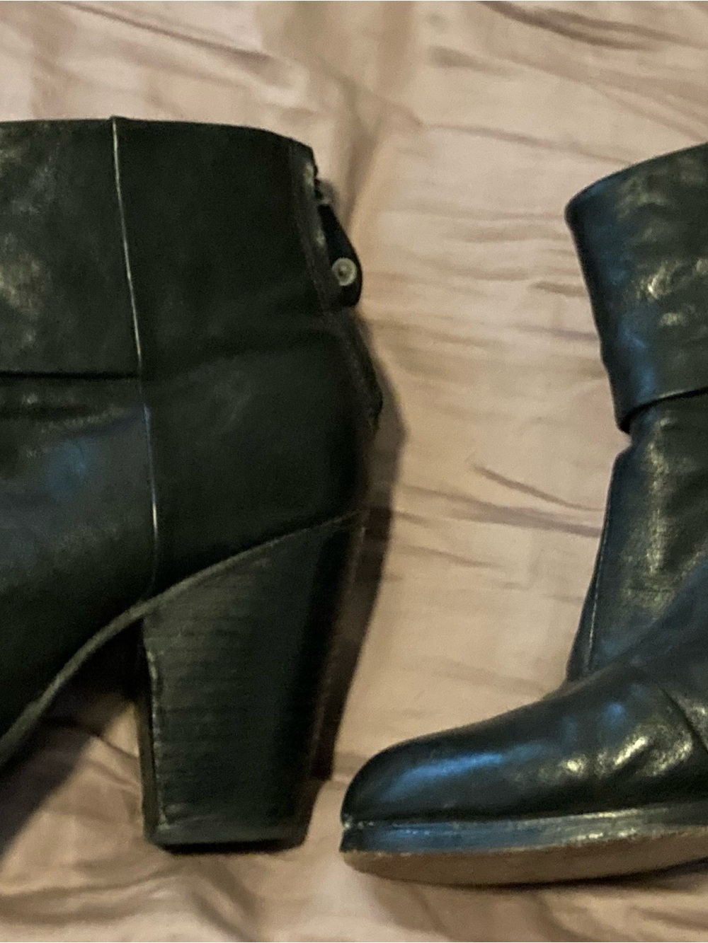 rag & bone Black Leather Block Heel Ankle Boots Super comfy!